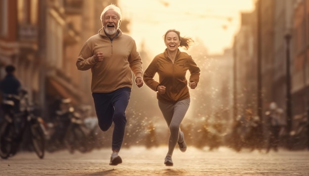 Several elderly people go for a run Generative AI