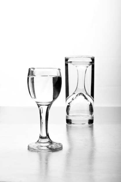 Several glasses on a white background