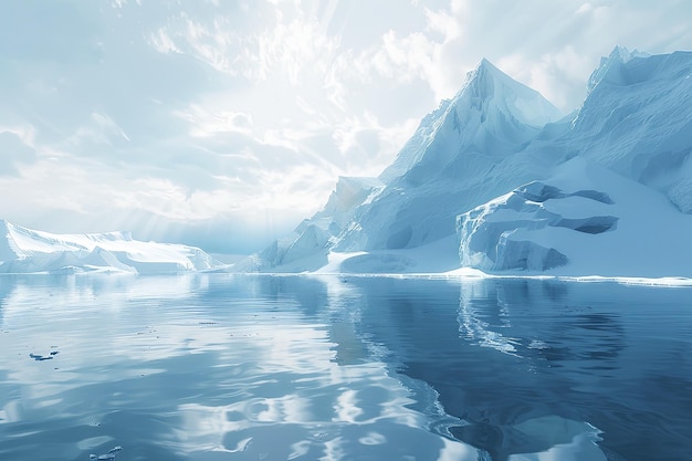 Several icebergs float on the surface of cold Arctic waters showcasing a stark and frozen landscape Generative AI