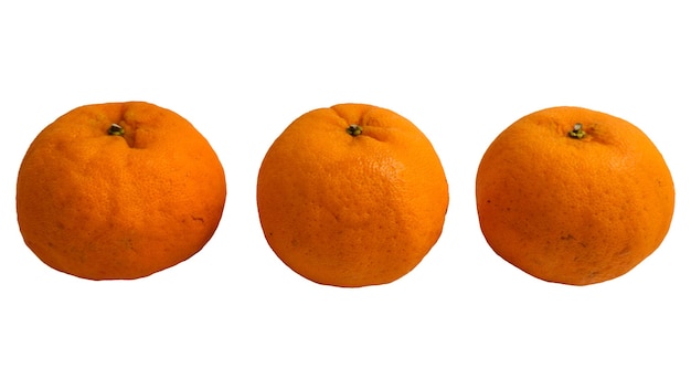 several ripe oranges isolated on white background