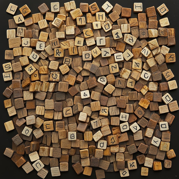 Photo several scrabble letters top view background big collection