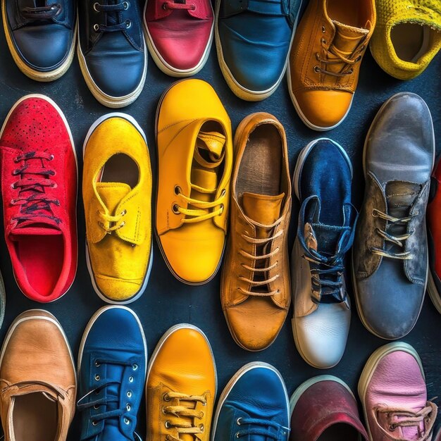 Photo several shoes big collection filling entire image