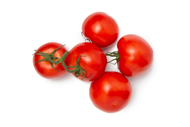 Several tomatoes. Fresh vegetables. View from above.