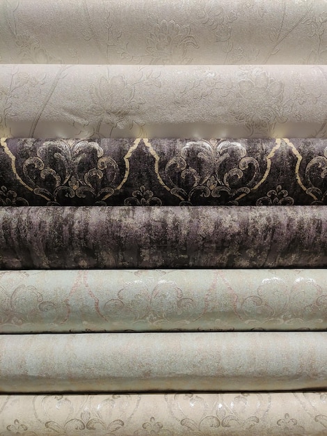 Several types of rolled wallpaper rolls for sale