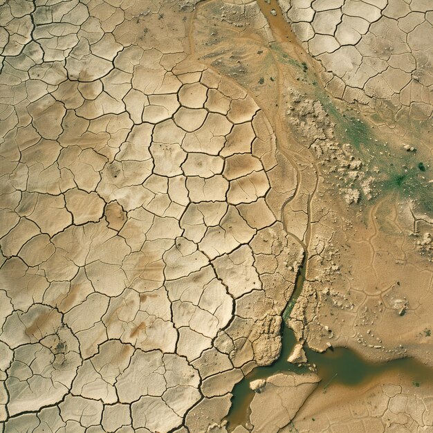 Photo severe drought landscape from above