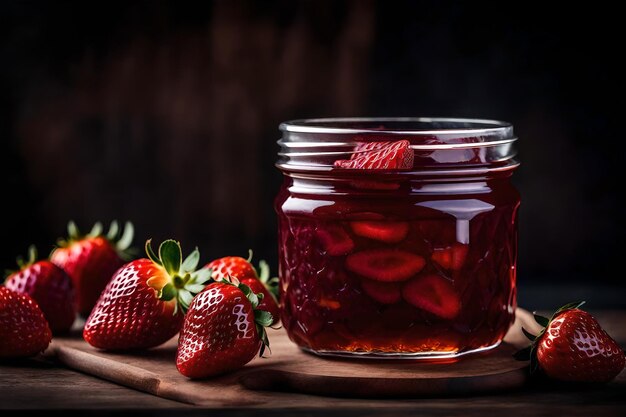 Severing the Art of Flavors Exploring Food from Every Angle AI Generated Best Photo A jar of strawbe