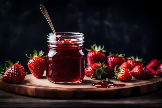 Severing the Art of Flavors Exploring Food from Every Angle AI Generated Best Photo A jar of strawbe