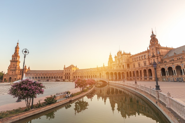 Seville Spain and plaza de espana in summer 