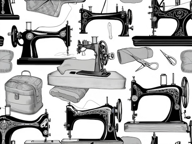 Sewing tailor and Garment black white vector icon set