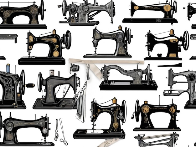 Sewing tailor and Garment black white vector icon set