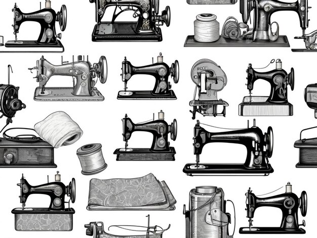 Sewing tailor and Garment black white vector icon set