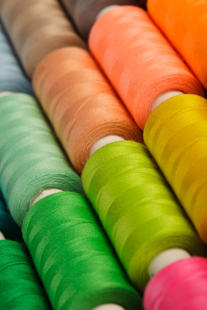 Sewing threads multicolored closeup