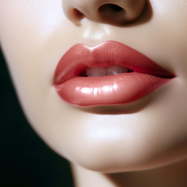 Sexual full lips Natural gloss of lips and woman's skin