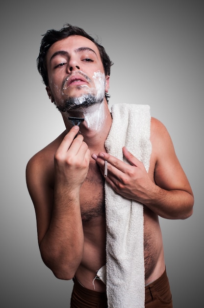 sexy man who shaves his beard