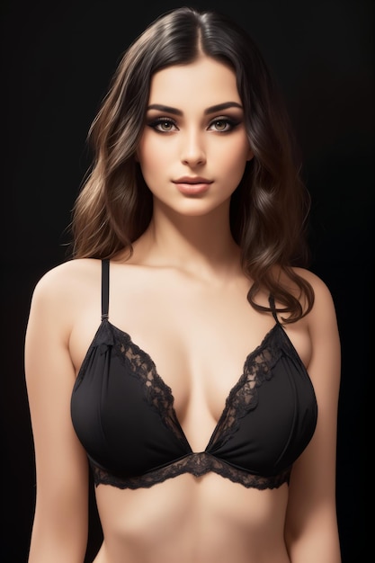 Sexy young woman in a black bra