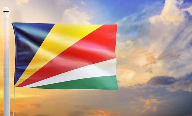 seycheiles country flag, isolated 3d waving flag,