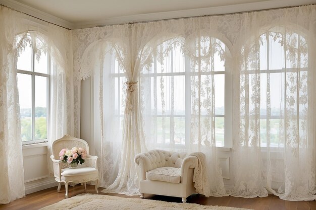 Shabby Chic Lace Curtain Divider for Romantic Separation