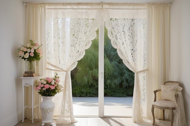 Shabby Chic Lace Curtain Divider for Romantic Separation