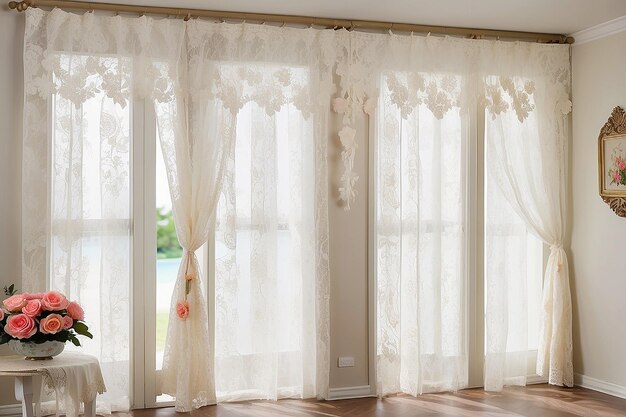 Shabby Chic Lace Curtain Divider for Romantic Separation