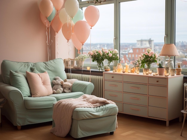 Shabby Chic room design pastel colors furniture