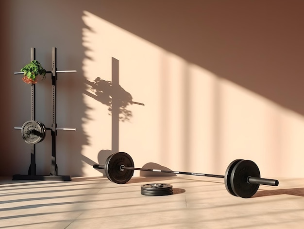 Photo a shadow of a cross on a wall and a chair with a shadow of a tree on the wall