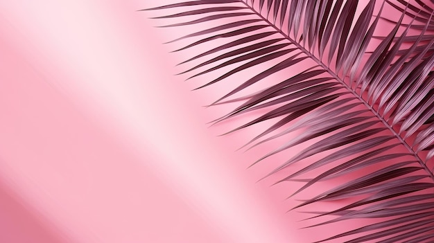 Shadow from palm leaves on the pink wall abstract background