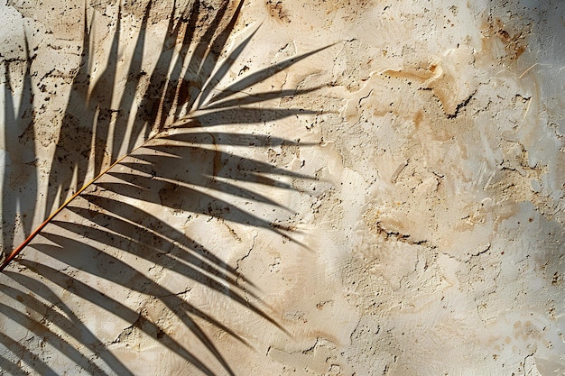 A shadow of a palm leaf on a wall