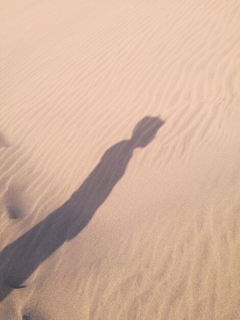 Photo shadow of person on sand in desert