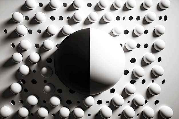 Shadowed with one side white volume balls as 3d render abstract geometric background generative ai