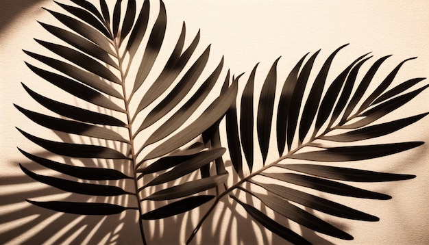 Shadows cast by palm leaves on a beige background