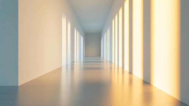 Photo shadows from the sunlight on the corridor in the white room