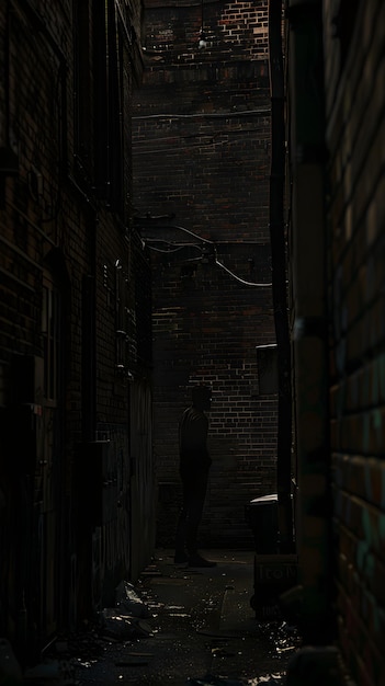 Shadowy Figure in Urban Alleyway Suggesting Suspenseful Criminal Activity