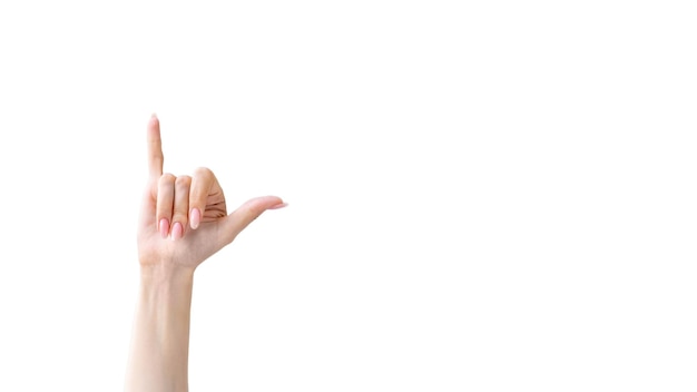 Shaka sign call gesture hand greeting signal white