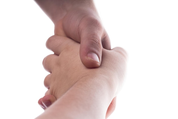 Shaking hands on a white background