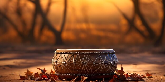 Photo shamanic drum connects worlds elements spirituality and tribal art in nature concept nature39s connection tribal art shamanic rituals spiritual elements drumming ceremony