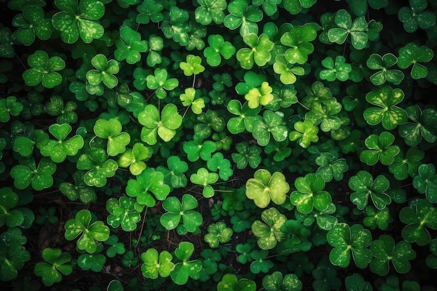 Shamrock Background With Green Leaves Generative AI