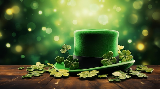 Shamrocks Adorn Festive Top Hat for Irish Celebration