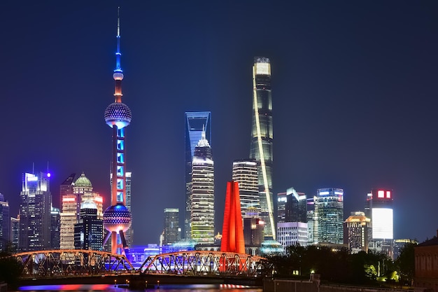 Shanghai at night beautiful lujiazui financial and trade zone