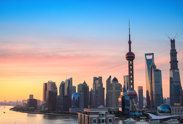 Shanghai pudong skyline in sunrise China