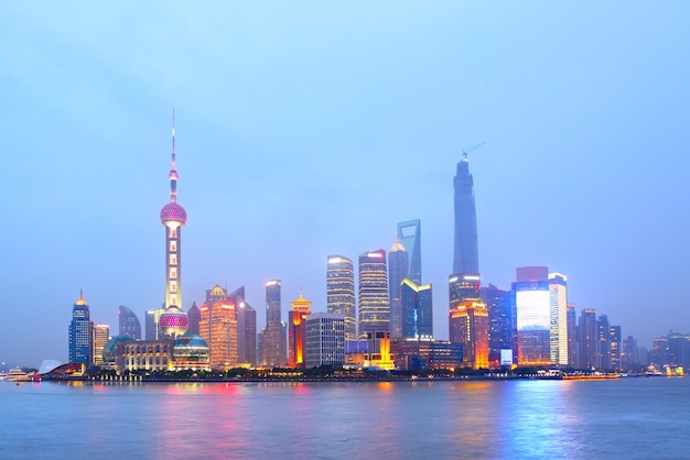 Shanghai skyline at night, China