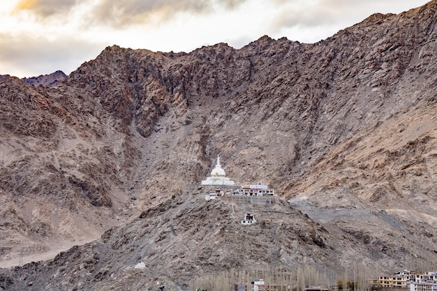 Shanti Stupa on a hilltop in Changpa, Leh district, Ladakh Region, Jammu and Kashmir State, northern India