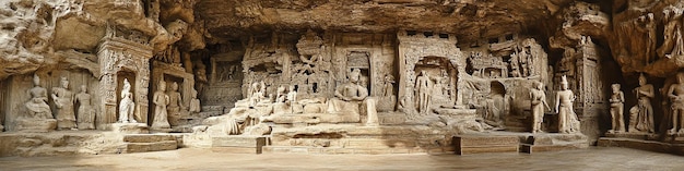 Photo shanxi yungang grottoes super real scene