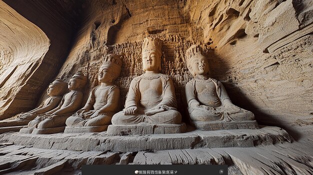 Photo shanxi yungang grottoes super real scene