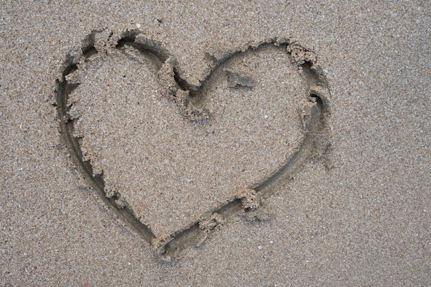 Shape heart on the beach