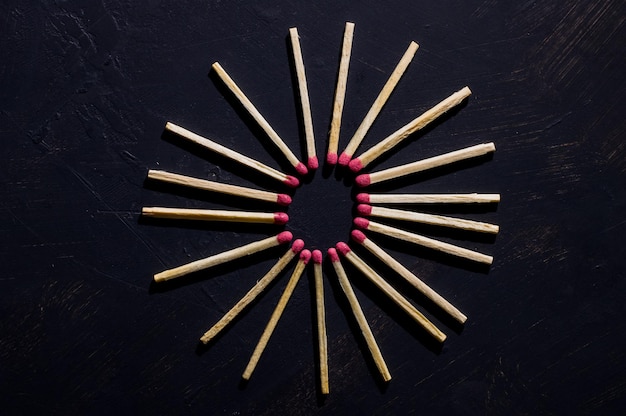 The shape of a star made of matches