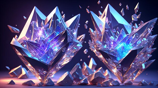 Photo shards of radiant crystals with light refractions background 3d wallpaper