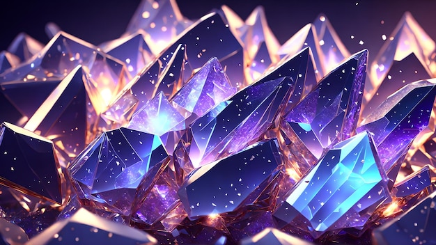 Photo shards of radiant crystals with light refractions background 3d wallpaper