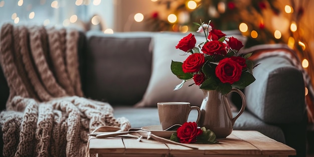 Share ideas for creating a cozy and romantic atmosphere at home for Valentines Day