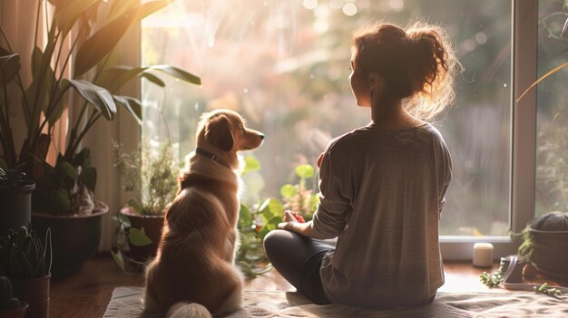 Photo shared morning wellness dog and owner yoga