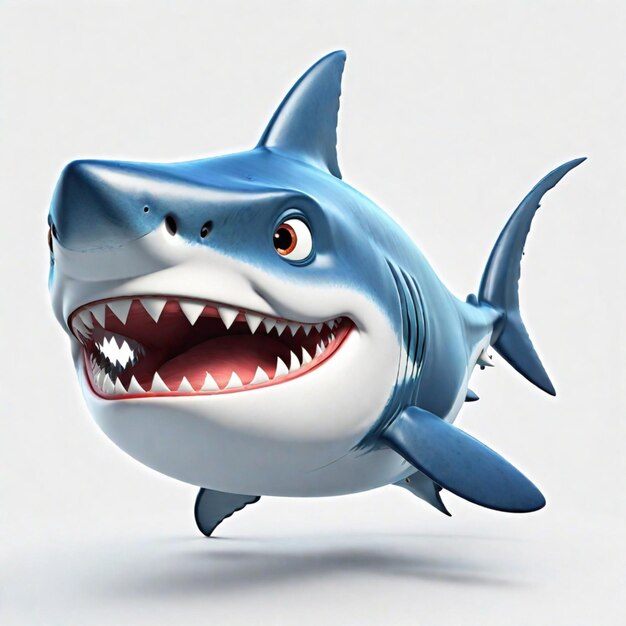 Photo a shark 3d character on a white background